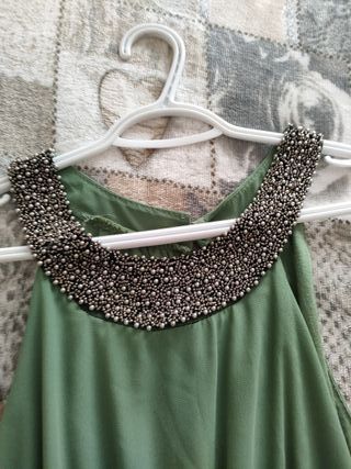 Abito lungo donna verde pisello. Taglia 42,44.