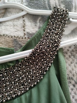 Abito lungo donna verde pisello. Taglia 42,44.