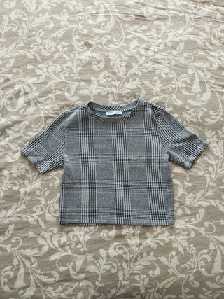 Camiseta Pull&Bear cuadros azul/gris Talla S