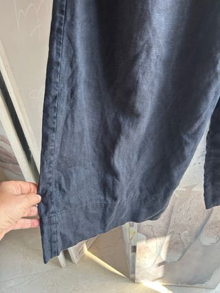 Max Mara Pantalones Lino Anchos Negro Talla S