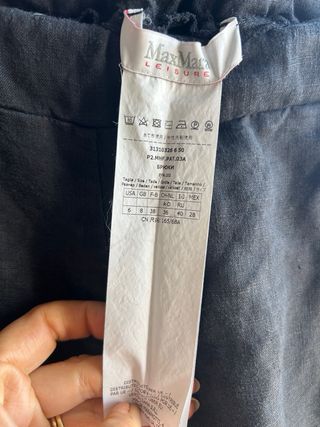 Max Mara Pantalones Lino Anchos Negro Talla S