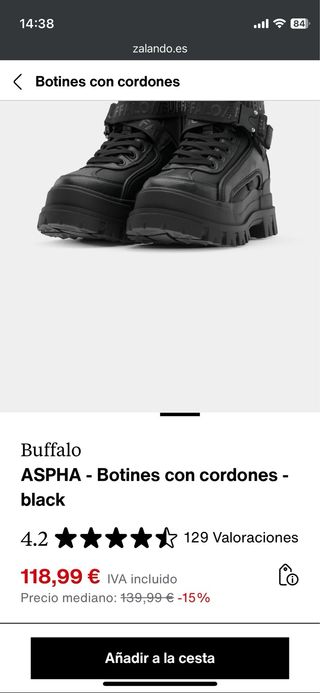 Botas Buffalo Aspha Negras Talla 38 veganas