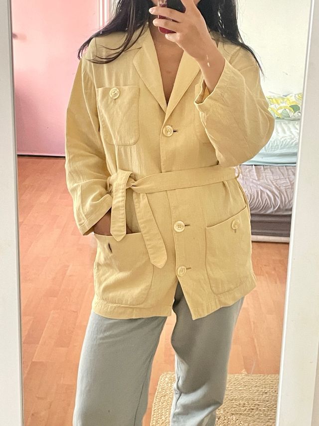 Giacca vintage gialla con cintura