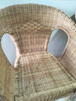 4 Sillones de Mimbre Beige/Marrón