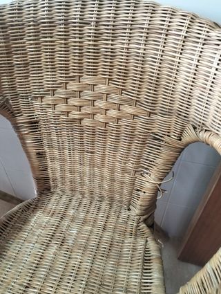 4 Sillones de Mimbre Beige/Marrón