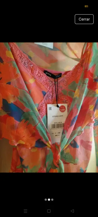 Blusa Manga Larga Estampada Multicolor Talla M
