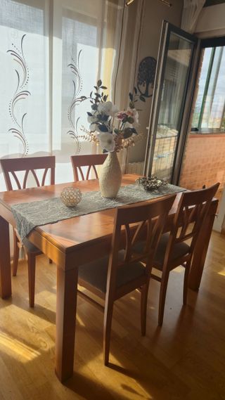 Mesa comedor madera + 6 sillas