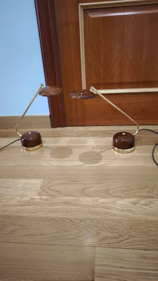 Lámparas de mesa vintage madera y metal