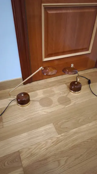 Lámparas de mesa vintage madera y metal