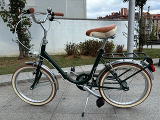 Bicicleta clásica plegable de paseo verde