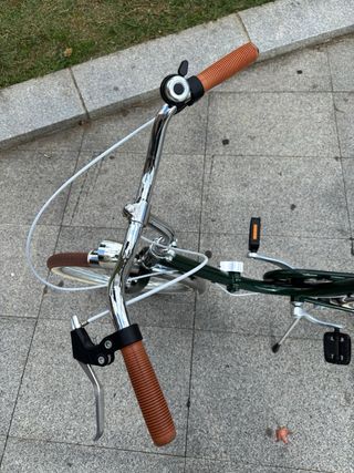 Bicicleta clásica plegable de paseo verde