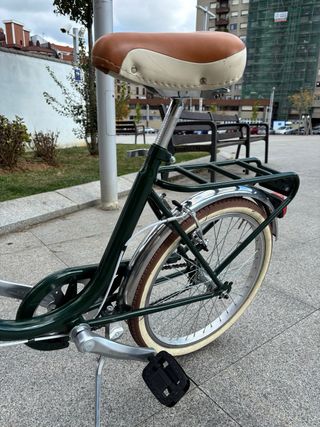 Bicicleta clásica plegable de paseo verde