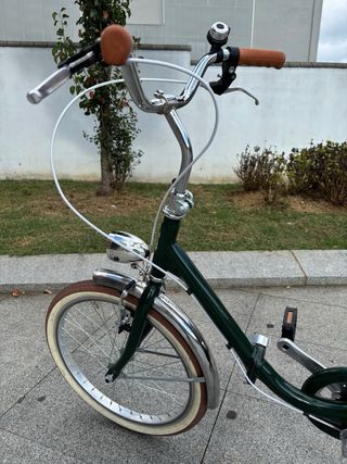 Bicicleta clásica plegable de paseo verde