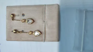 Pendientes plata chapada oro corazón