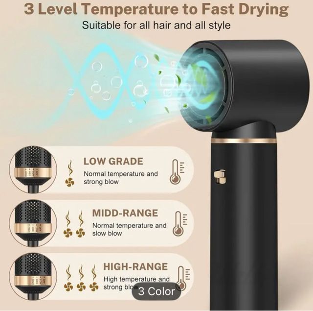 Secador Moldeador Negro y Dorado