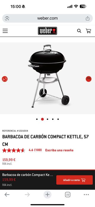 Barbacoa Weber Kettle 57cm Negra