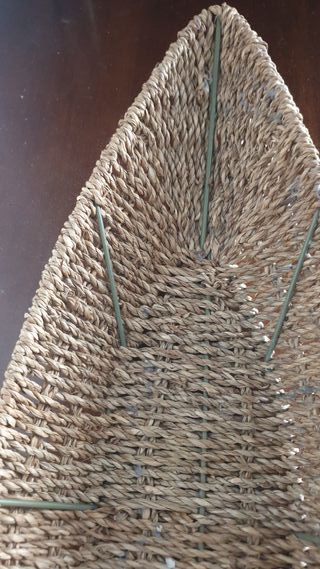 Cesto Foglia Rattan Intrecciato