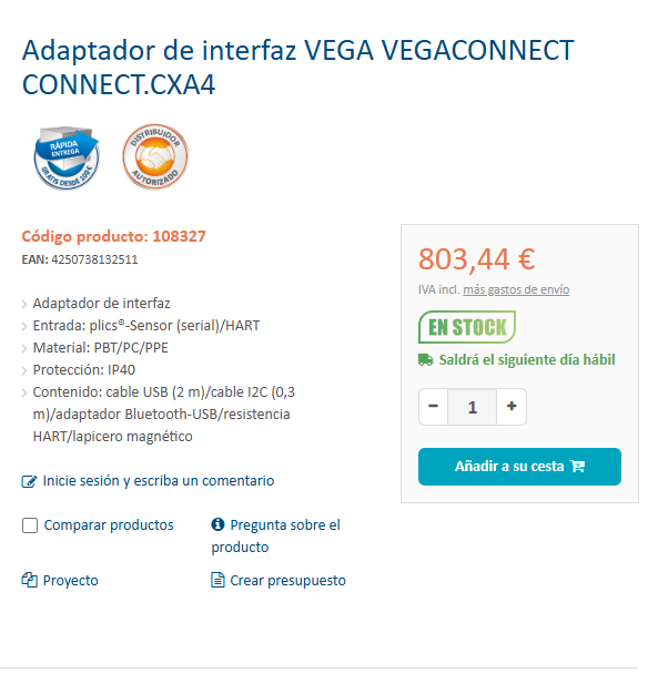 Adaptador de interfaz VEGA VEGACONNECT