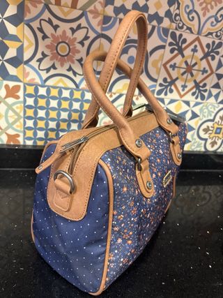 Bolso Pepe Jeans floral azul y marrón