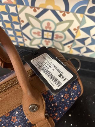 Bolso Pepe Jeans floral azul y marrón