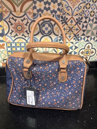 Bolso Pepe Jeans floral azul y marrón