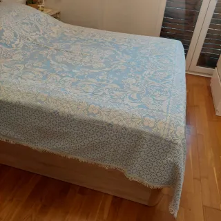 Colcha Piqué Cama 1.50 Azul y Blanco