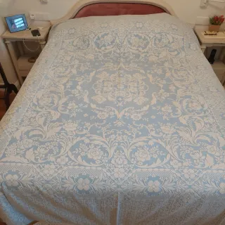 Colcha Piqué Cama 1.50 Azul y Blanco