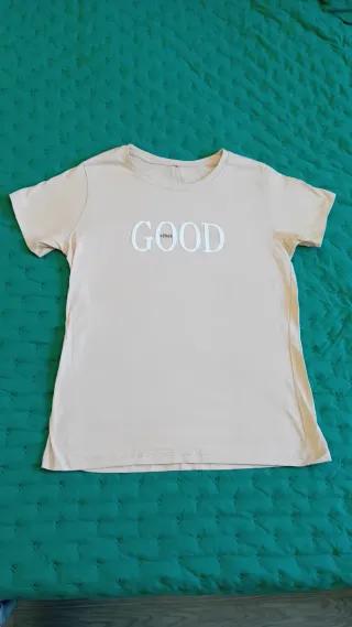 Camiseta de mujer beige manga corta