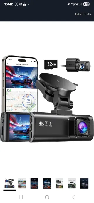 Dashcam Coche 4K STARVIS 2 GPS WiFi 128GB