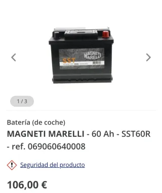 Batería Magneti Marelli 60Ah 460A