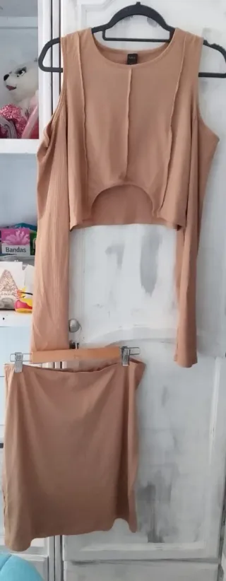 Top beige de canalé