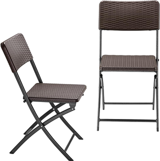 Set Tavolo Pieghevole con 4 Sedie in Polyrattan, A
