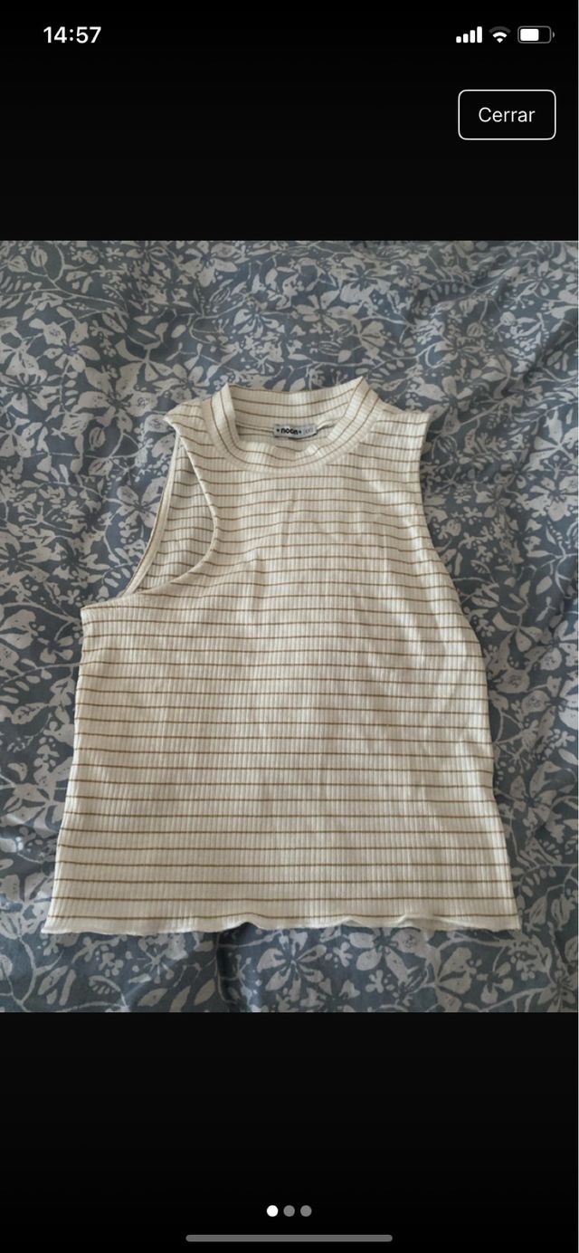 Top de rayas beige y marrón