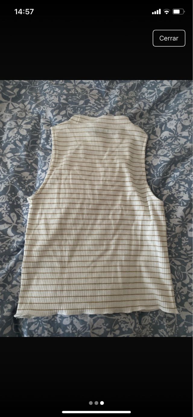 Top de rayas beige y marrón