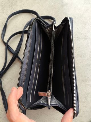 Bolso/cartera azúl oscuro con bolsillo para móvil