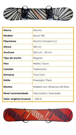 Tabla Snowboard 156 cm Regular Fijaciones - Atomic