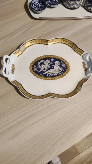 Vassoio vintage porcellana oro