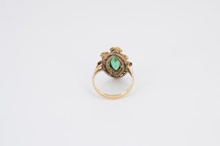049-01-00018 Anillo oro 14k esmeralda y diamantes