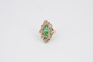 049-01-00018 Anillo oro 14k esmeralda y diamantes