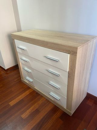 Cómoda y 2 Mesitas de Noche Madera y Metal