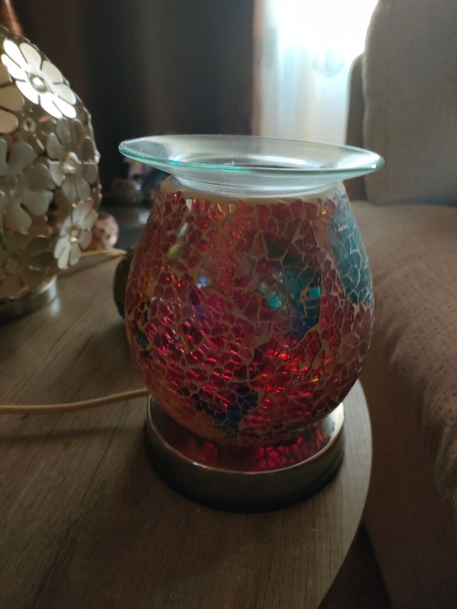 Lámpara quemador incienso/velas cristal mosaico