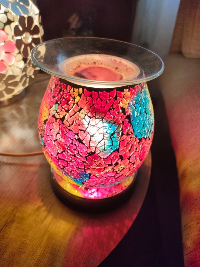 Lámpara quemador incienso/velas cristal mosaico