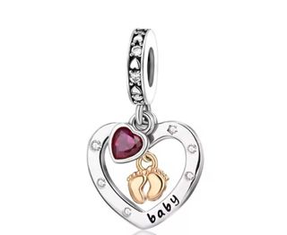 Charm Corazón Huella Bebé Plata pulsera Pandora 