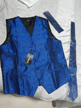 Chaleco y corbata Alizeal azul talla S
