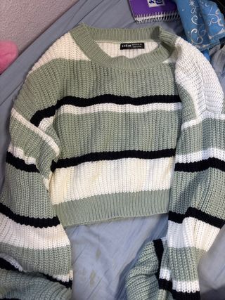 Jersey SHEIN rayas verde, blanco y negro Talla M
