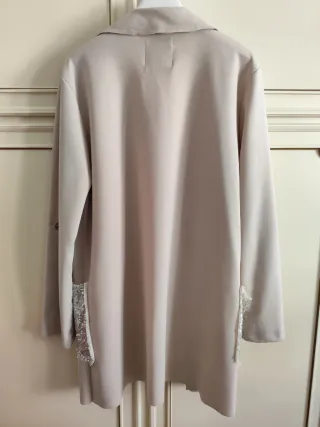 Blazer donna beige con paillettes