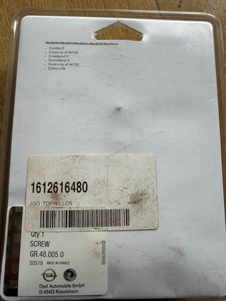 Tornillos Antirrobo Opel Originales