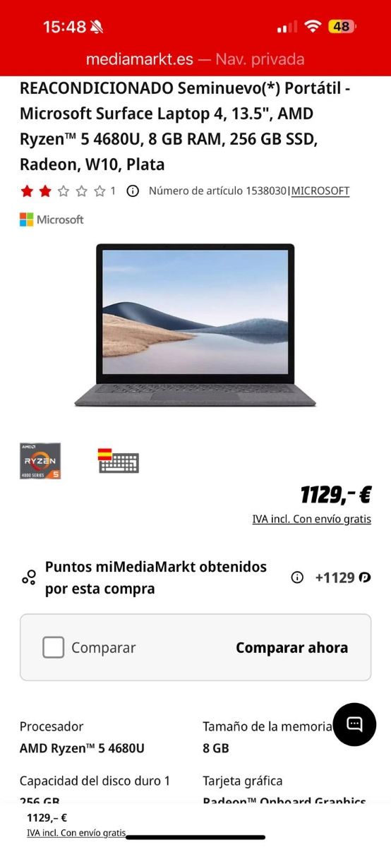 Surface Laptop 4-Ryzen 5/256Gb