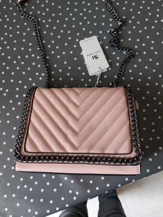 Bolso Rosa Sara Moda Cadena Plata