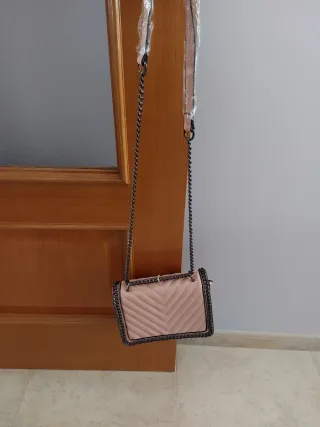 Bolso Rosa Sara Moda Cadena Plata